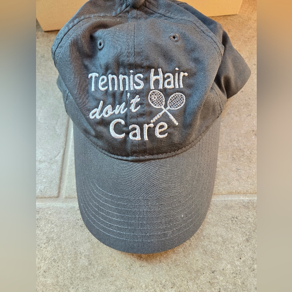 Nike Black Baseball Cap with White Embroidered 'Tennis Hair don't Care'